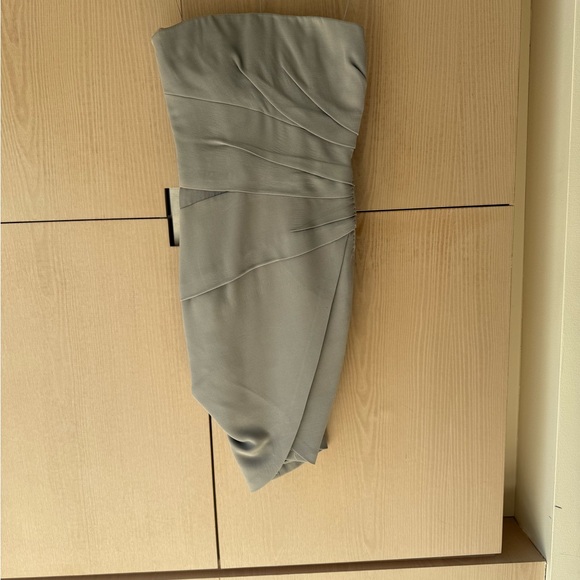 J. Mendel Strapless Silver-Gray Ruched Mini Dress